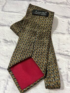 Zianetti Italian Silk Men's Tie in Gold and Green
